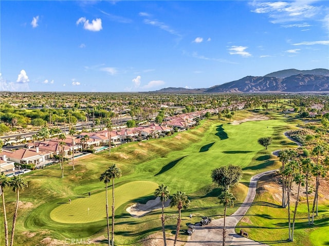 drone / aerial view featuring a mountain view