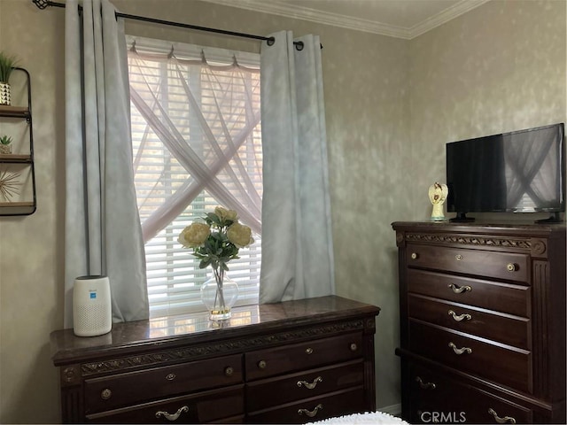 interior space featuring ornamental molding