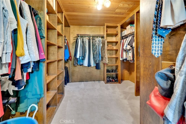 walk in closet featuring carpet floors