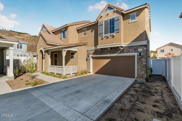 view of front of house with a garage