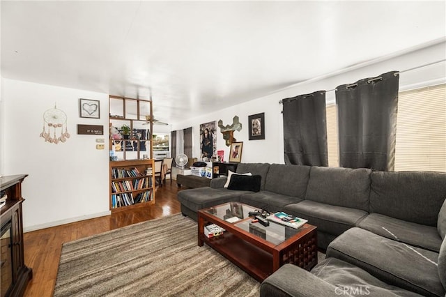 living room with wood-type flooring