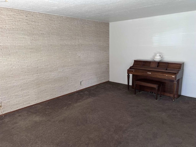 spare room with dark colored carpet