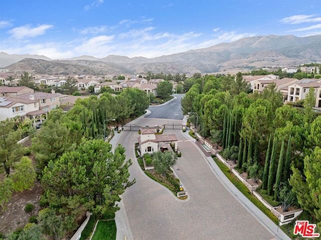 drone / aerial view with a mountain view