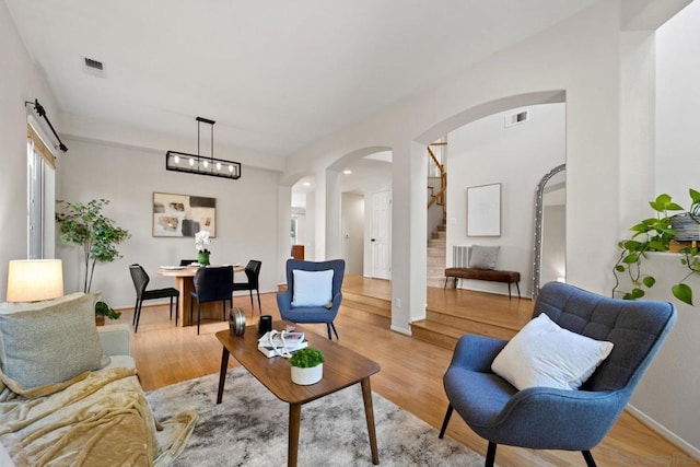 living room featuring light hardwood / wood-style floors