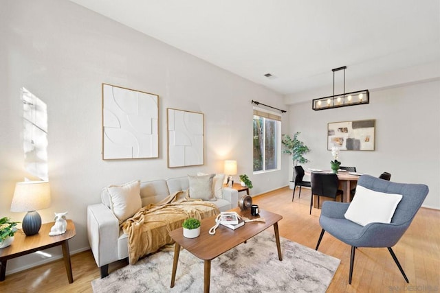 living room with light wood-type flooring