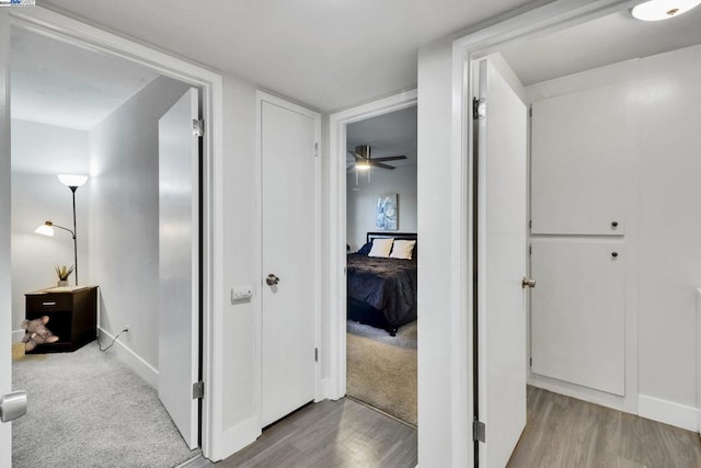 hall with light hardwood / wood-style flooring