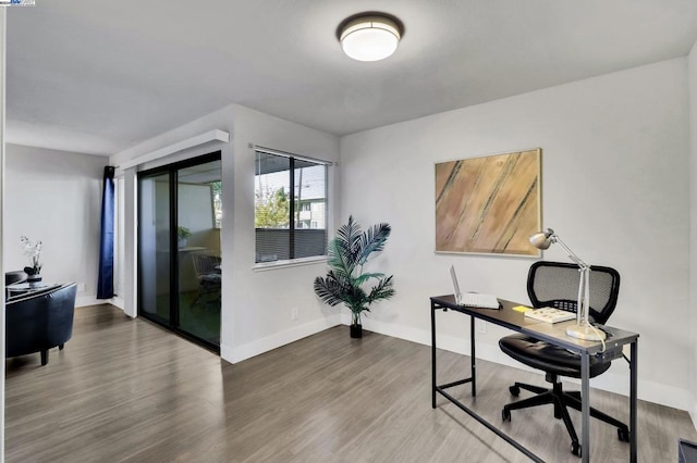 office space featuring hardwood / wood-style floors