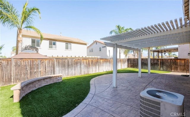 view of patio / terrace featuring a pergola and cooling unit