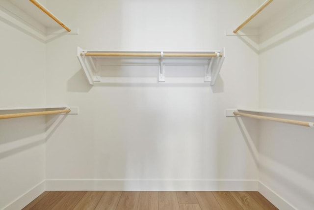 walk in closet with wood-type flooring