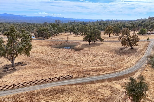 aerial view with a mountain view and a rural view