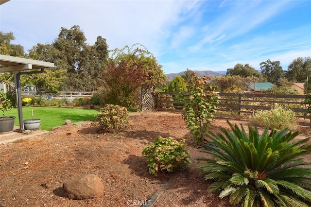 view of yard with a mountain view