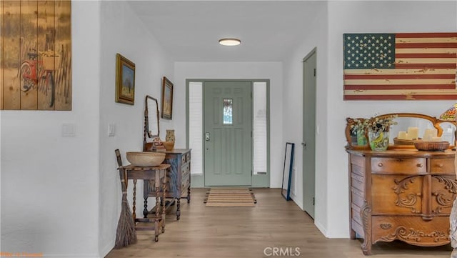 entrance foyer featuring light wood-type flooring