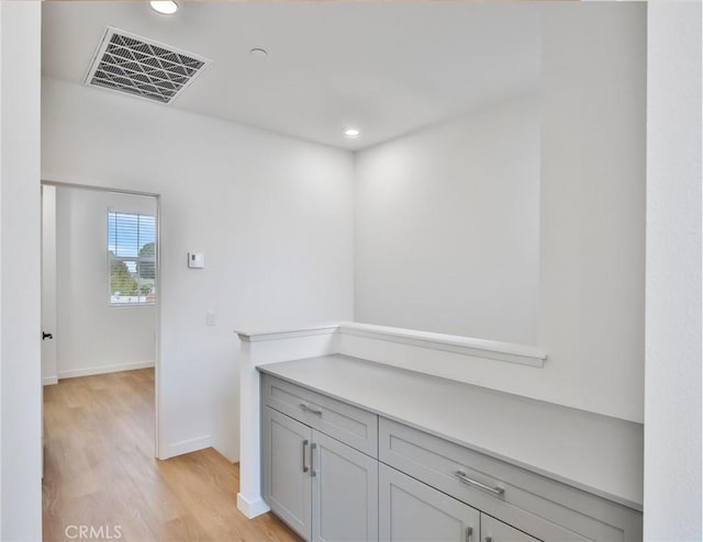 interior space with light hardwood / wood-style floors