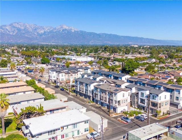 drone / aerial view featuring a mountain view