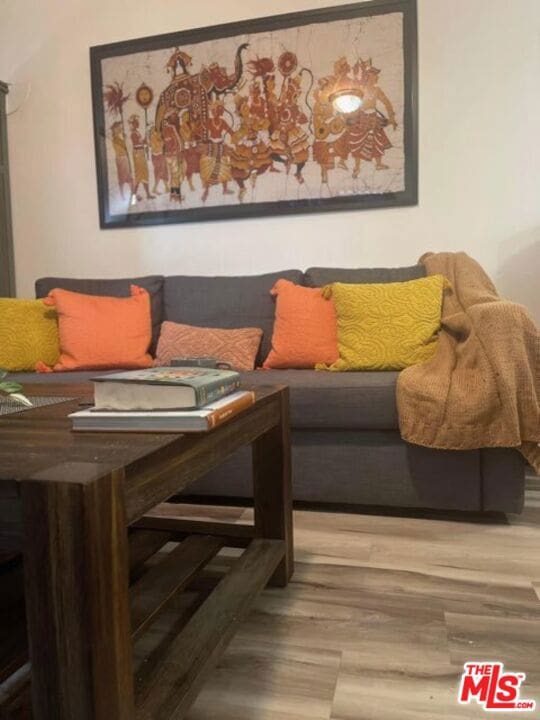 living room featuring light wood-type flooring