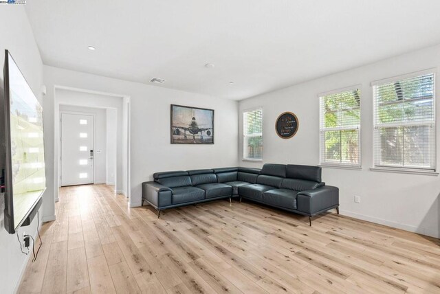 living room featuring light hardwood / wood-style floors