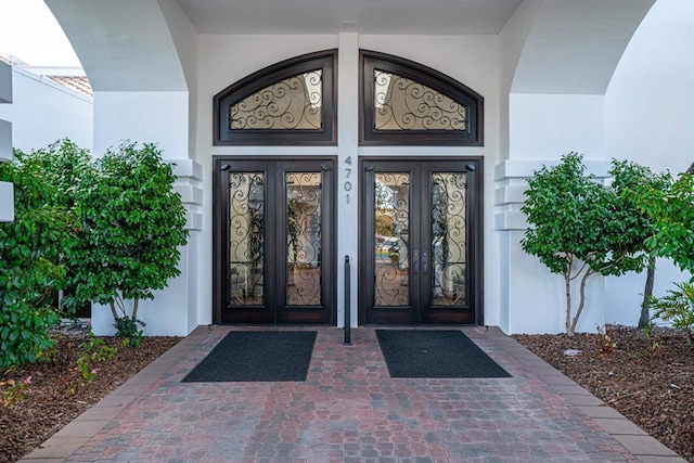 property entrance with french doors