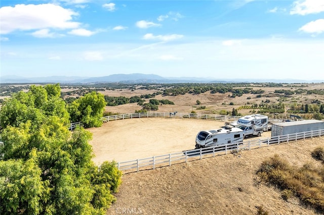 drone / aerial view with a rural view and a mountain view