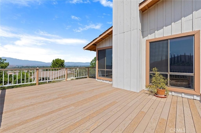 deck with a mountain view