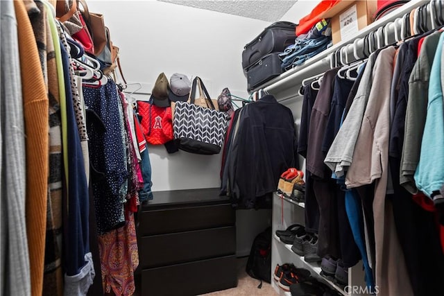 walk in closet featuring carpet