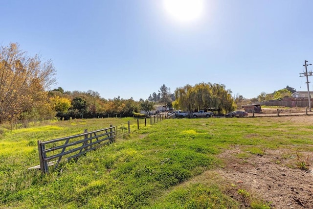 view of yard with a rural view