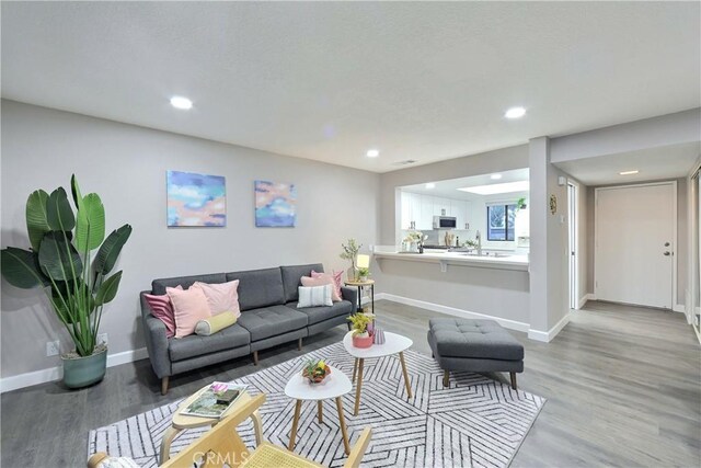 living room featuring light hardwood / wood-style floors