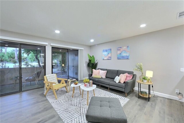 living room featuring light hardwood / wood-style floors