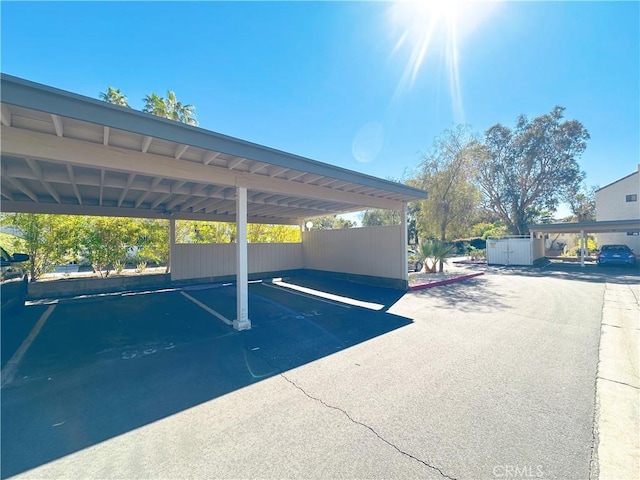 view of covered parking lot