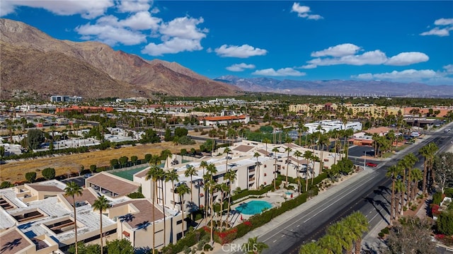 aerial view with a mountain view