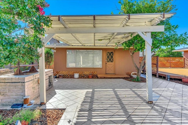 view of patio / terrace featuring a pergola