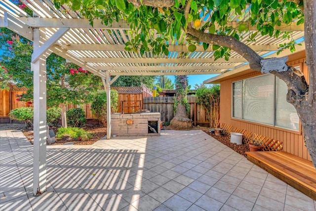 view of patio featuring a pergola