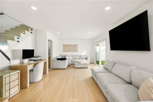 living room featuring light hardwood / wood-style flooring