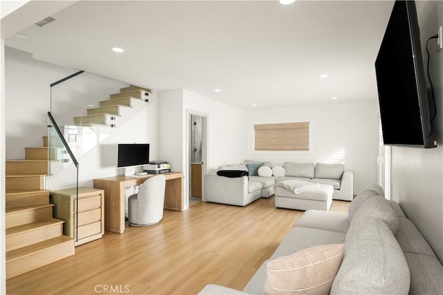 living room featuring light hardwood / wood-style floors