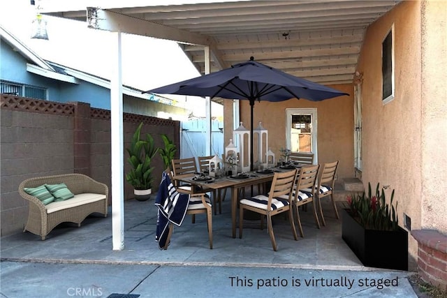 view of patio / terrace with a pergola