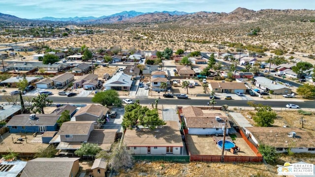 aerial view with a mountain view