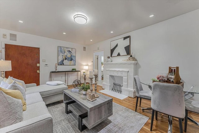 living room with light wood-type flooring