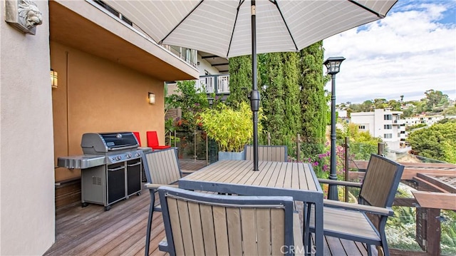 deck featuring grilling area