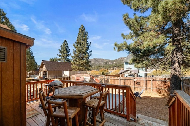 deck with a mountain view