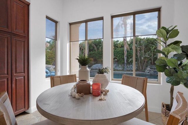 tiled dining room featuring plenty of natural light