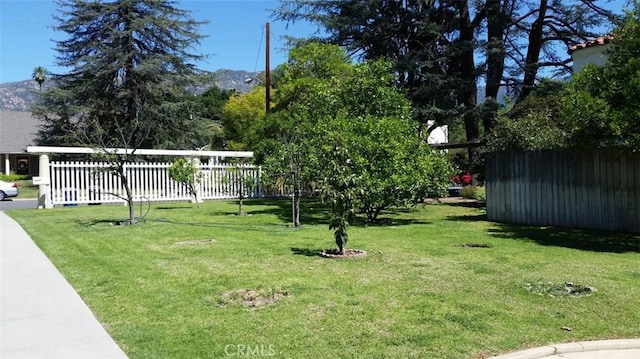 view of yard featuring a mountain view