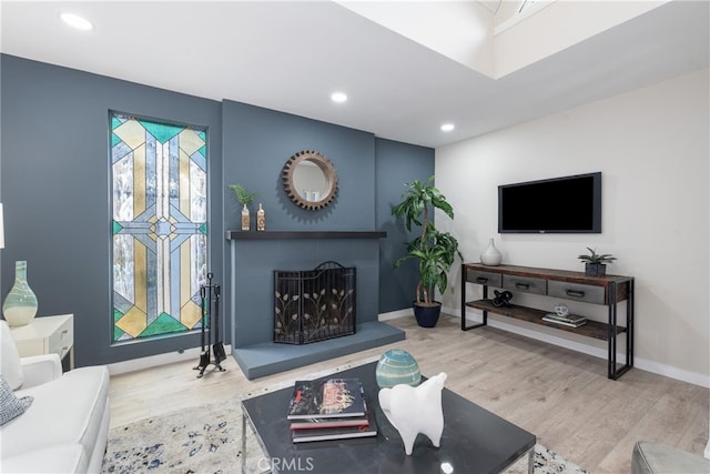 living room with wood-type flooring