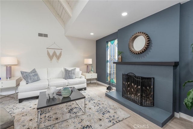 living room with hardwood / wood-style floors