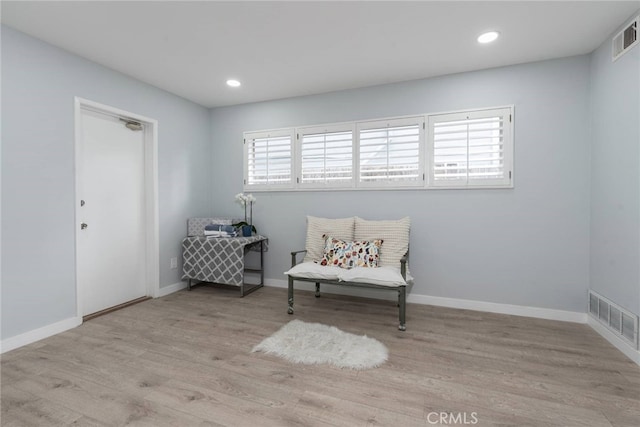 living area featuring light wood-type flooring