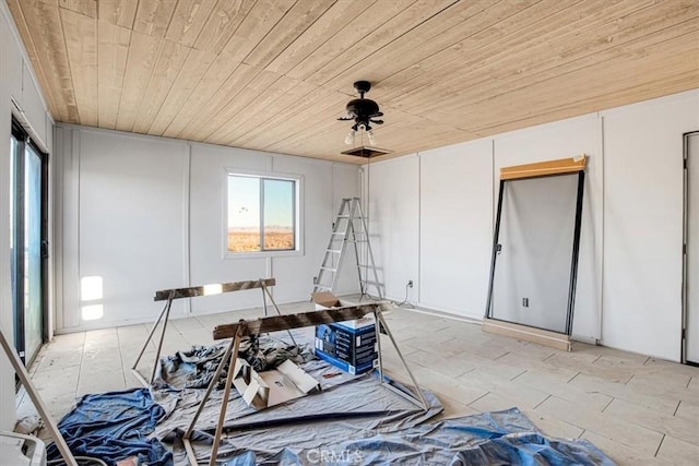 interior space with wood ceiling