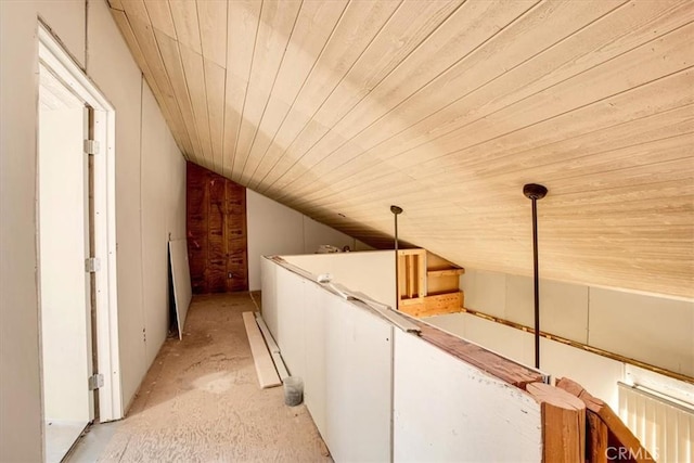 bonus room featuring wooden ceiling and lofted ceiling