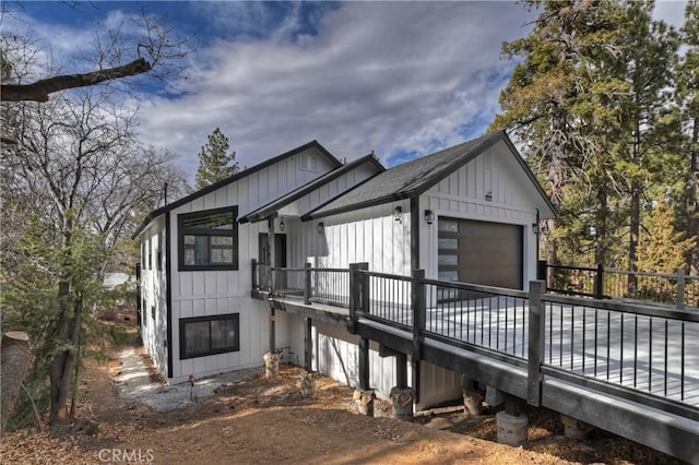 exterior space with a garage