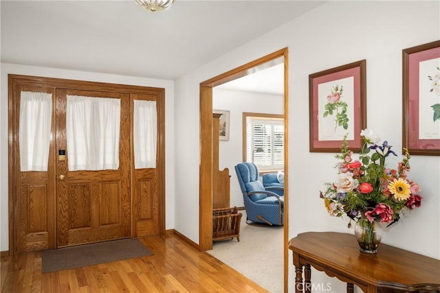 entryway with light wood-type flooring