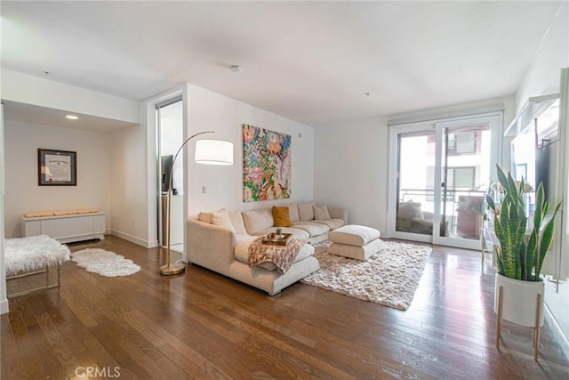 living room with hardwood / wood-style floors