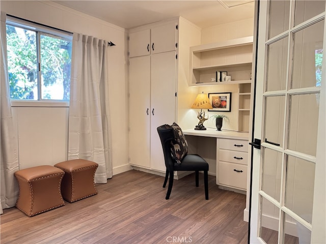 office space featuring light wood-type flooring