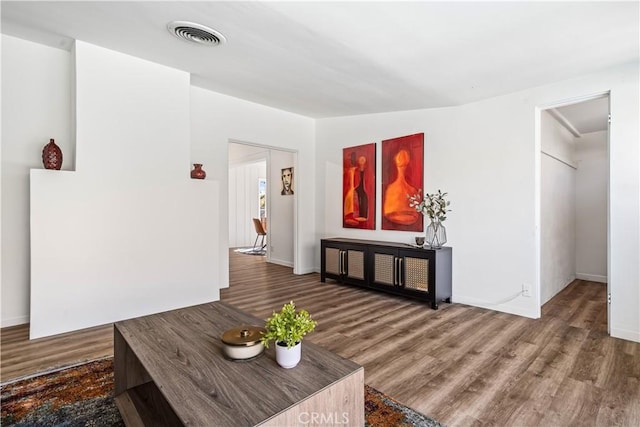 living room featuring hardwood / wood-style flooring